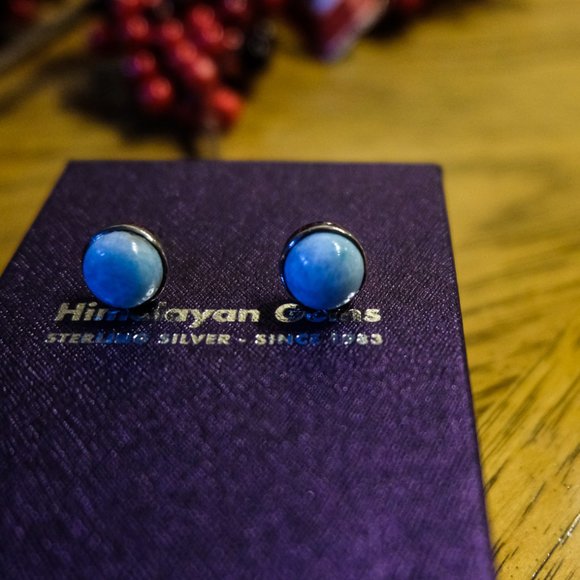 BNIB 10mm Larimar + Sterling Silver Earrings - Picture 3 of 5